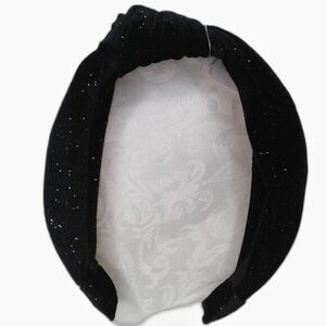 J. Crew Crewcuts Black Velvet Glitter Gold Sparkle Knotted Headband Soft NEW